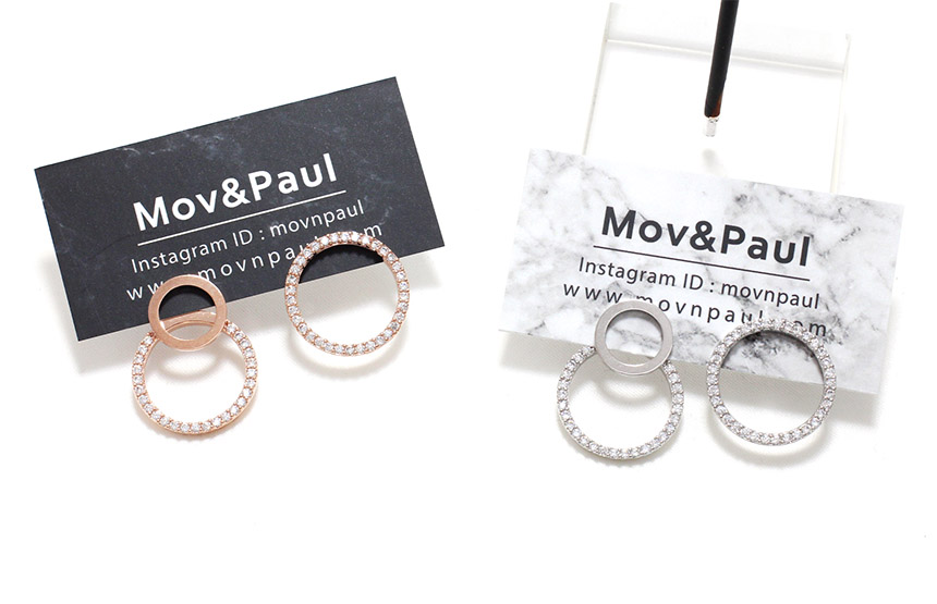 Star cubic line pearl ball earrings 3colors silver