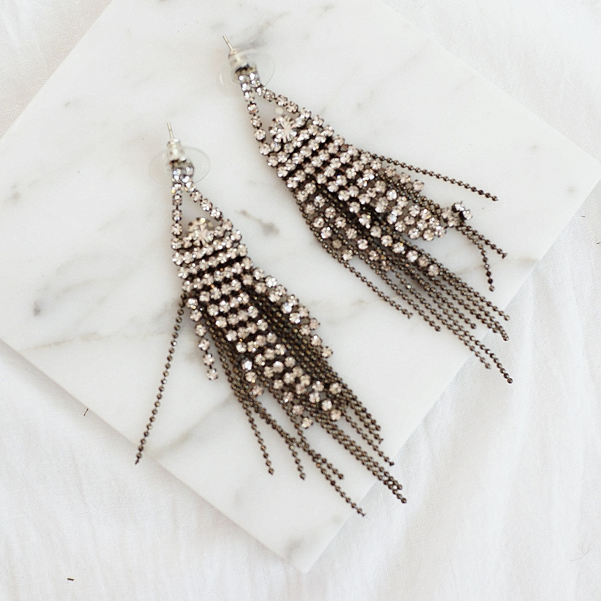 Sharon cubic long drop earrings Gorgeous chain Cha