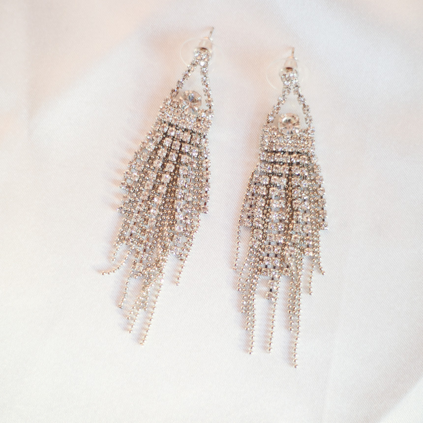 Sharon cubic long drop earrings Gorgeous chain Cha