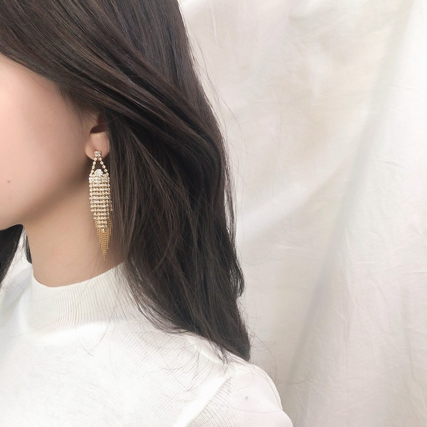 Sharon cubic long drop earrings Gorgeous chain Cha