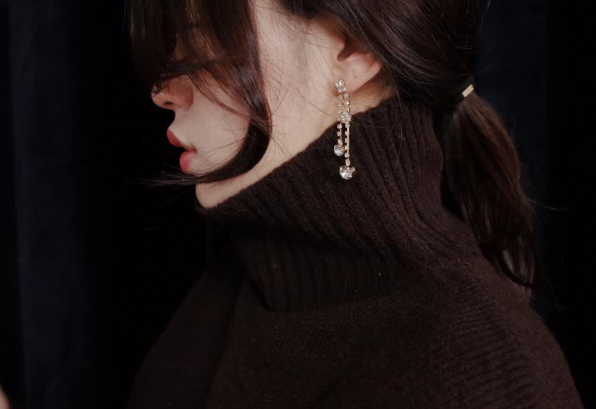 NO.70 Crystal Double Jar Drop Earrings Stylish Chi