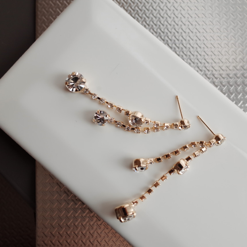 NO.70 Crystal Double Jar Drop Earrings Stylish Chi