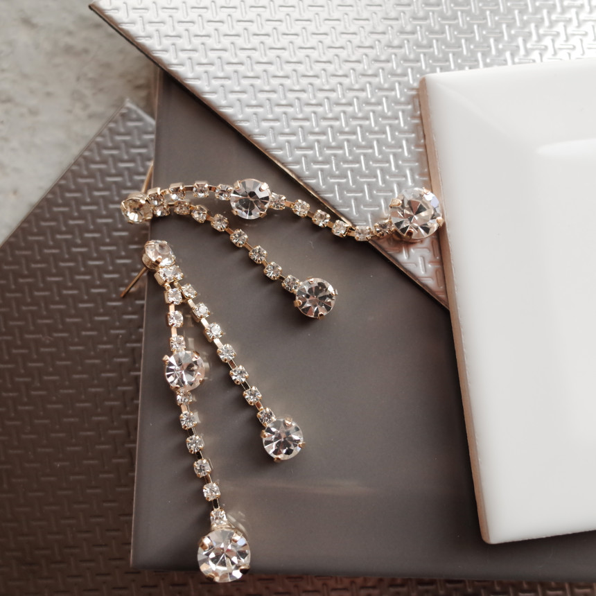 NO.70 Crystal Double Jar Drop Earrings Stylish Chi