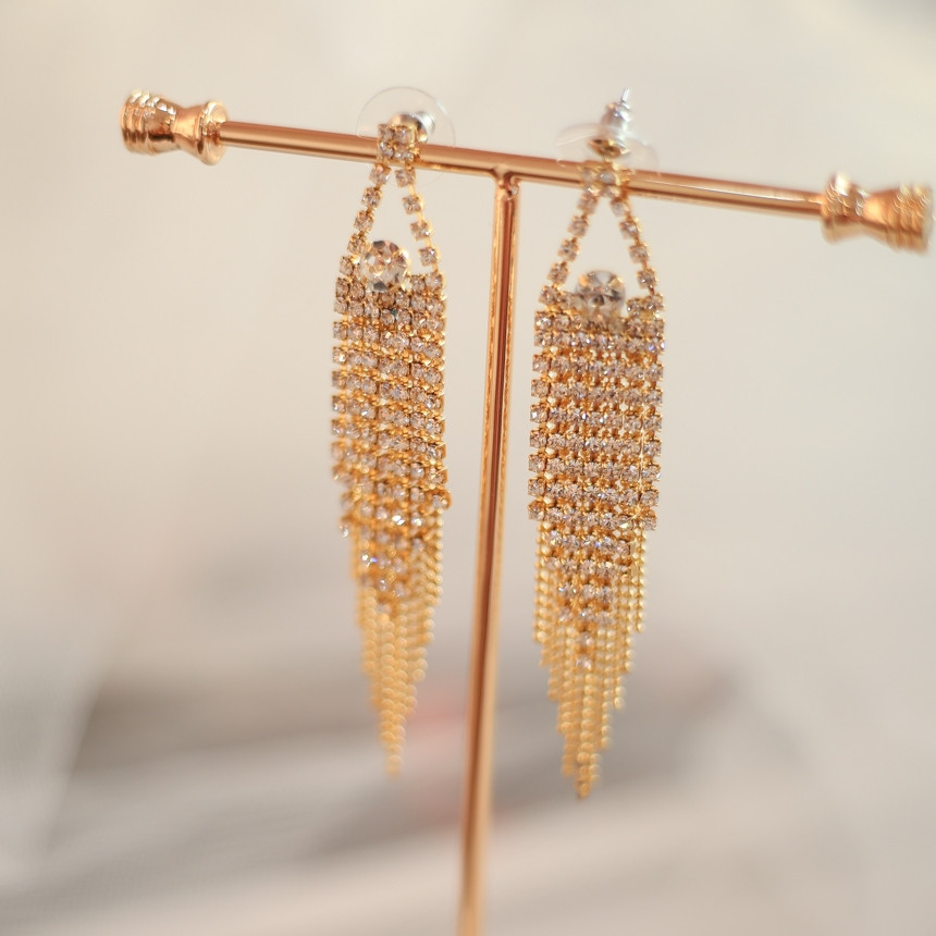 Sharon cubic long drop earrings Gorgeous chain Cha
