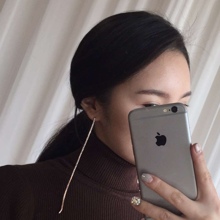 Cubic Long Drop Earrings Girlfriend Gifts Gold Chi