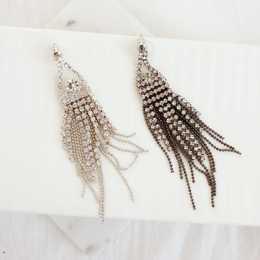 Sharon cubic long drop earrings Gorgeous chain Cha