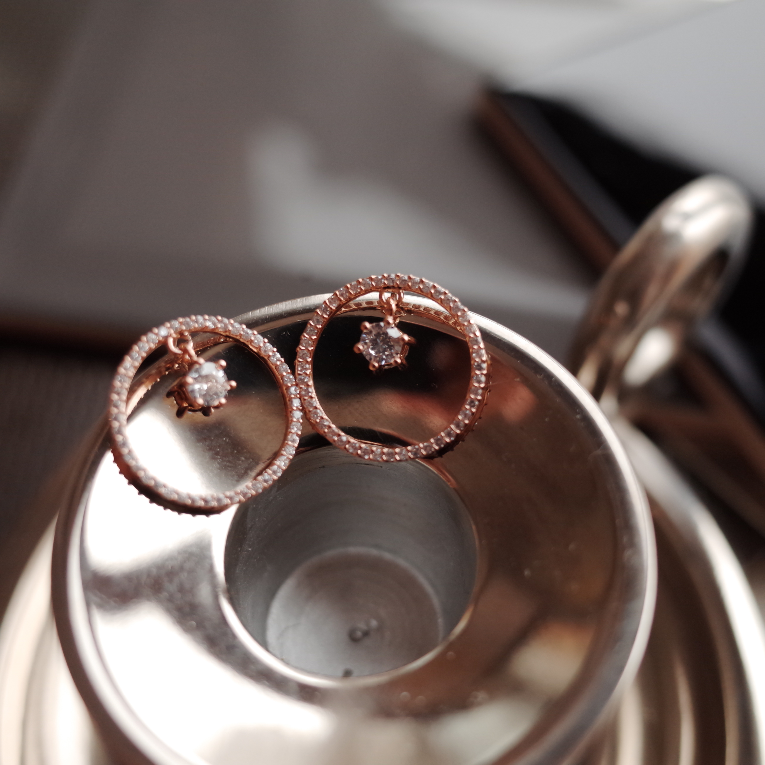 Middle Duck Cubic Modern Dense Round Silver Earrin