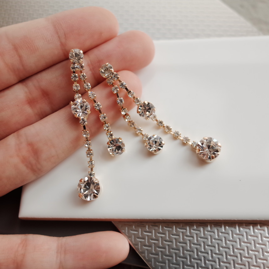 NO.70 Crystal Double Jar Drop Earrings Stylish Chi