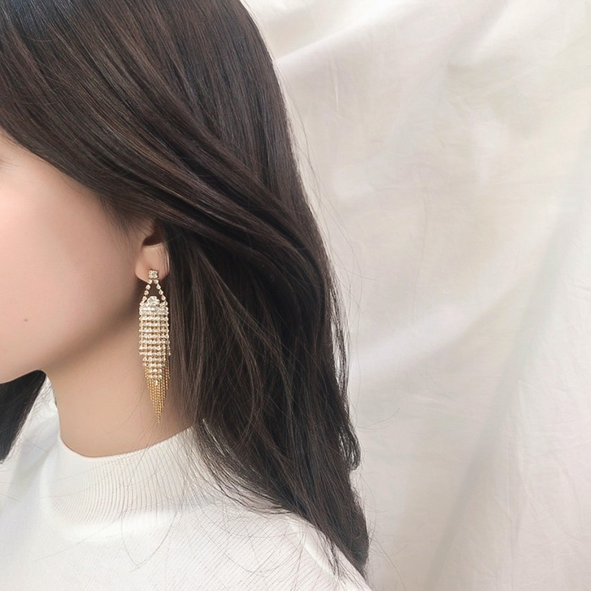 Sharon cubic long drop earrings Gorgeous chain Cha