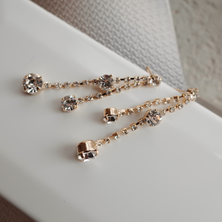 NO.70 Crystal Double Jar Drop Earrings Stylish Chi