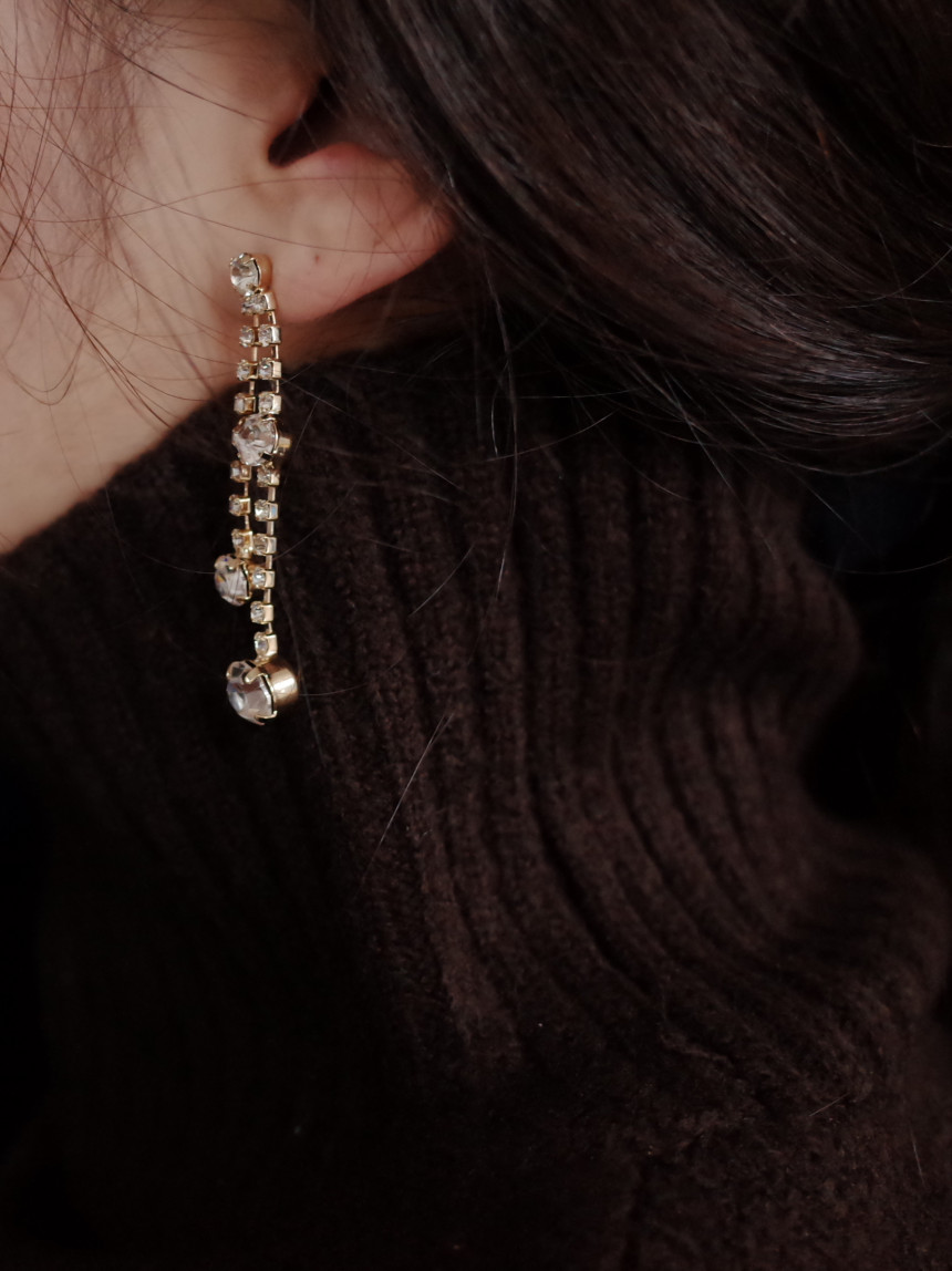 NO.70 Crystal Double Jar Drop Earrings Stylish Chi