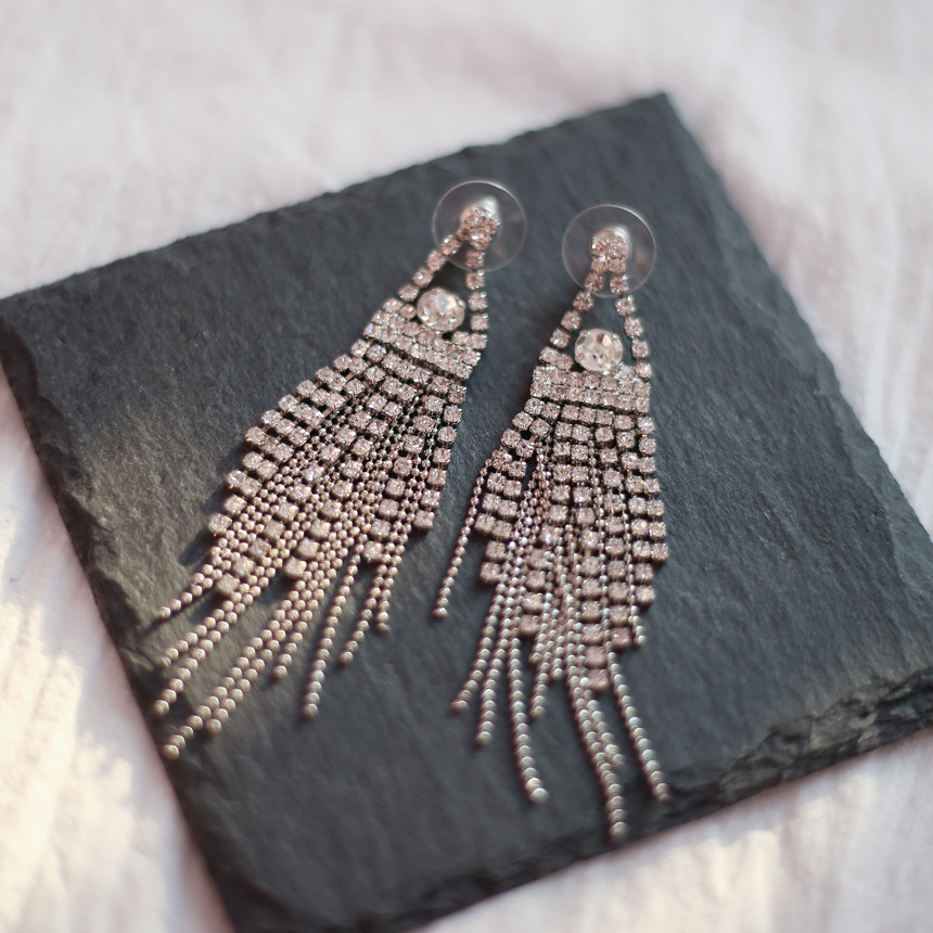 Sharon cubic long drop earrings Gorgeous chain Cha