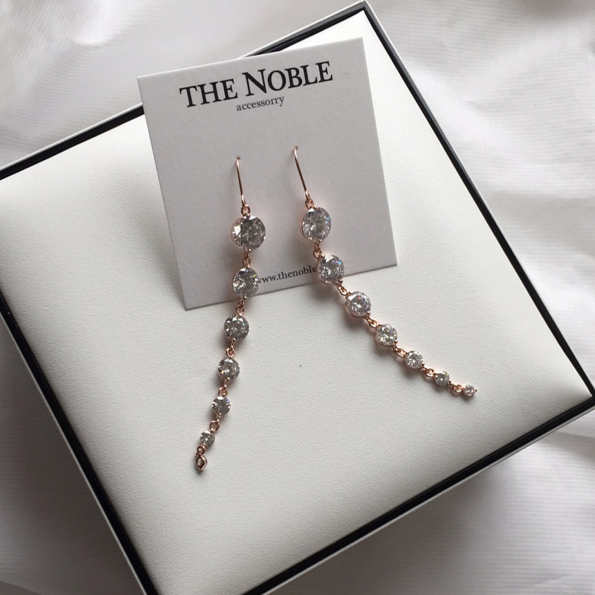 Pink gold drop earrings girlfriend gift chic offic