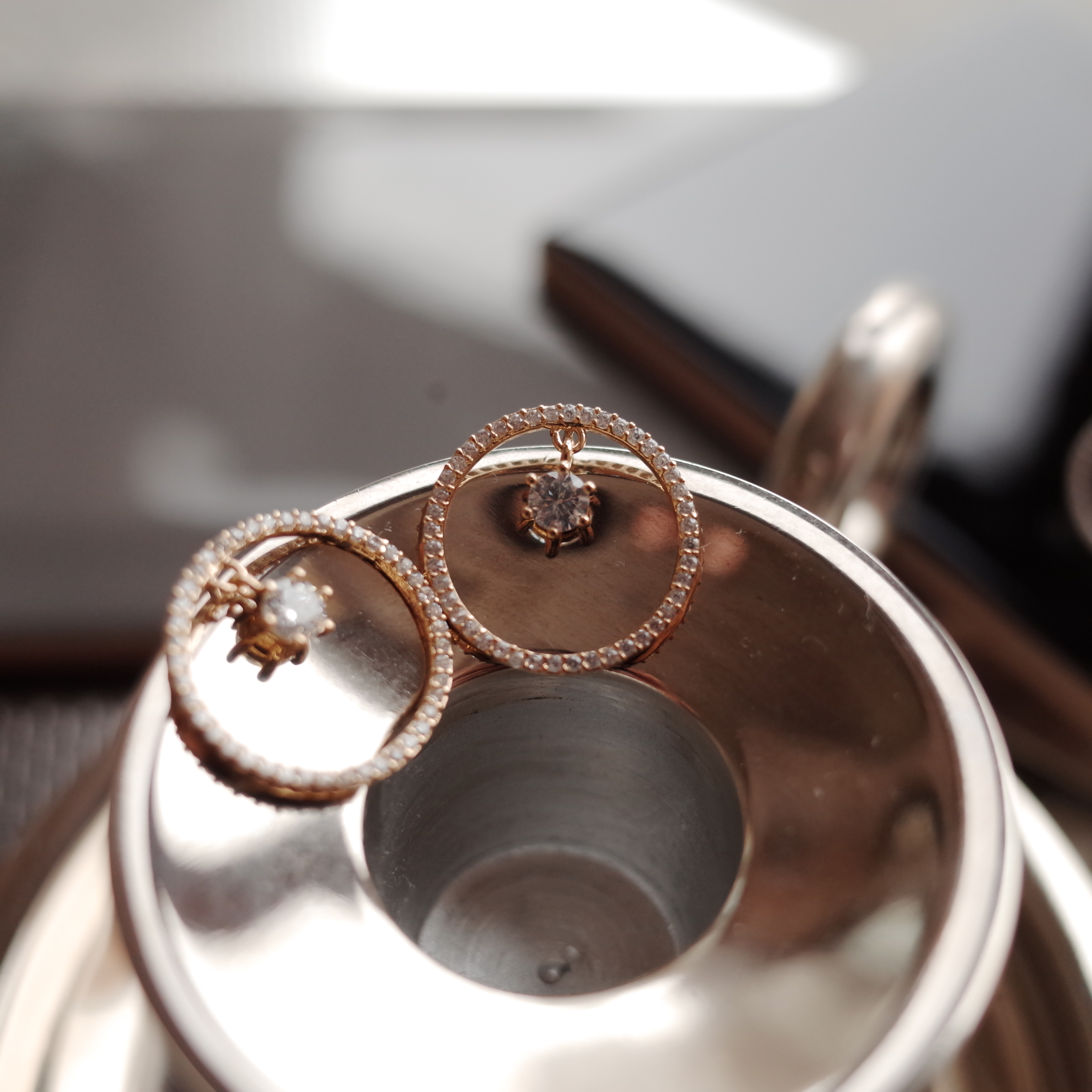 Middle Duck Cubic Modern Dense Round Silver Earrin