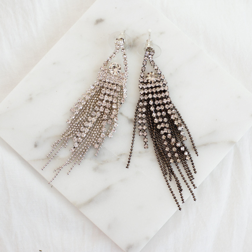 Sharon cubic long drop earrings Gorgeous chain Cha