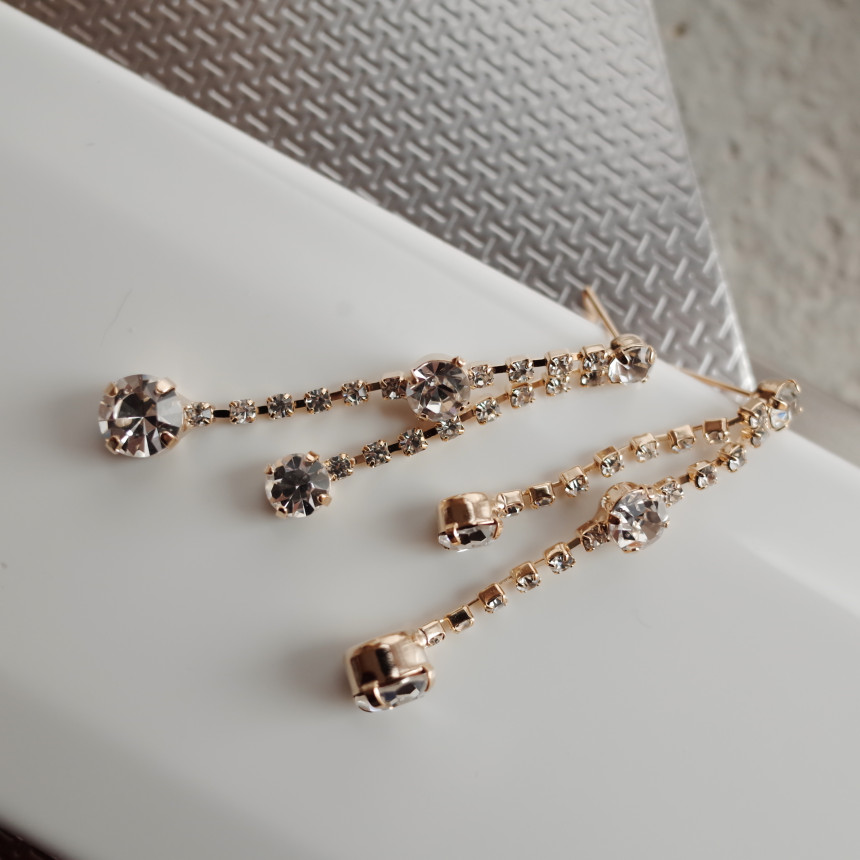 NO.70 Crystal Double Jar Drop Earrings Stylish Chi