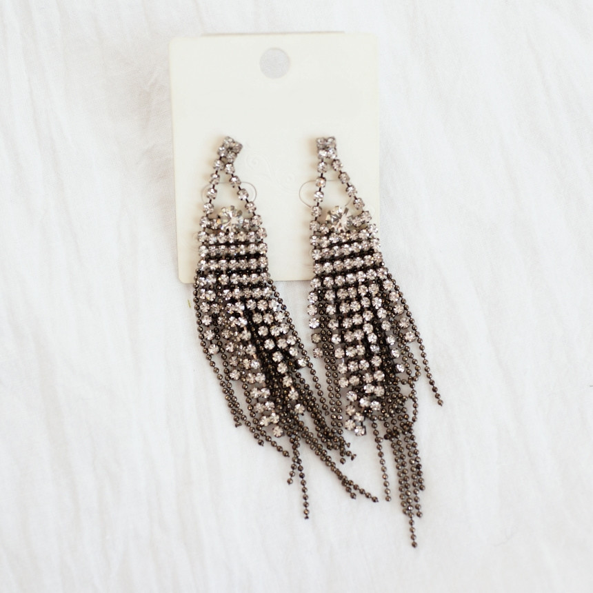 Sharon cubic long drop earrings Gorgeous chain Cha