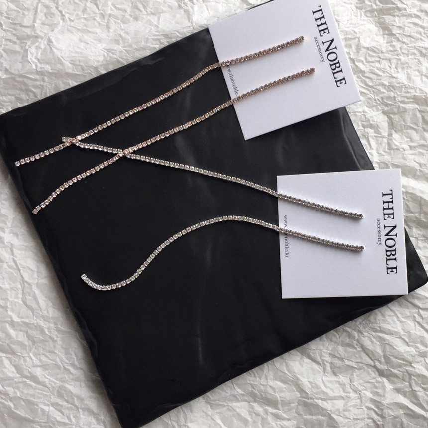 Cubic Long Drop Earrings Girlfriend Gifts Gold Chi