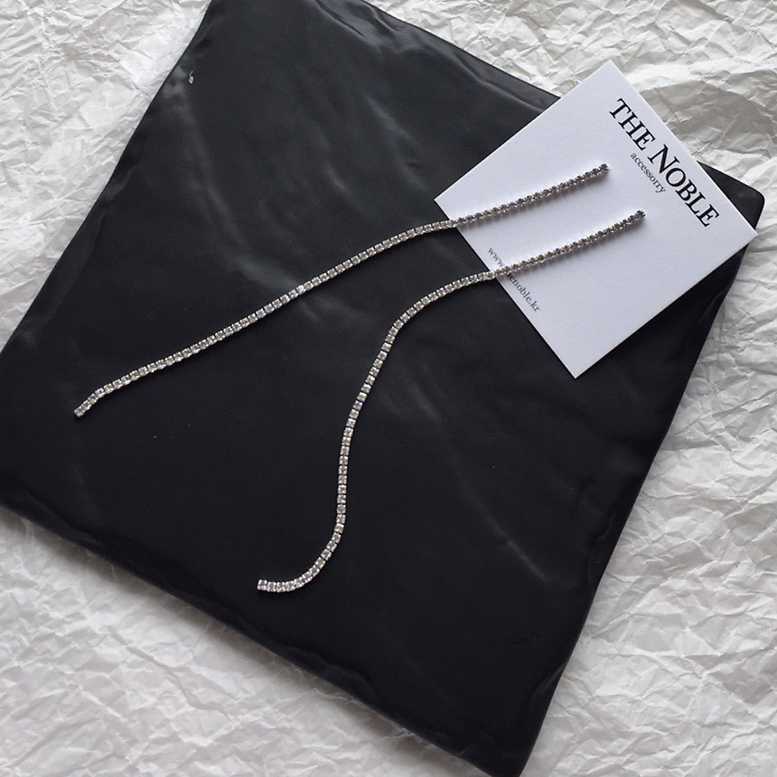 Cubic Long Drop Earrings Girlfriend Gifts Gold Chi