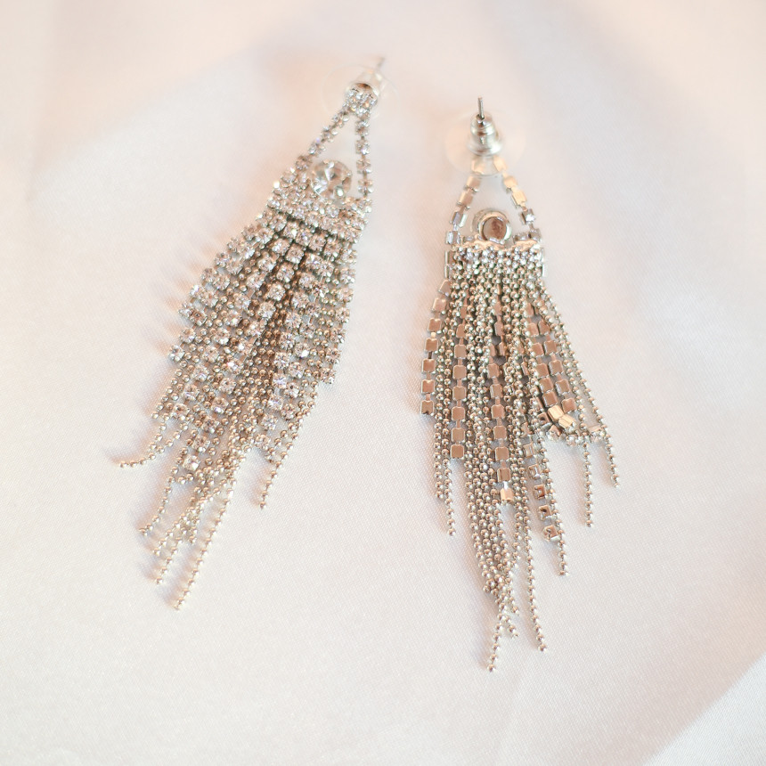 Sharon cubic long drop earrings Gorgeous chain Cha