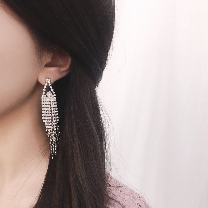 Sharon cubic long drop earrings Gorgeous chain Cha