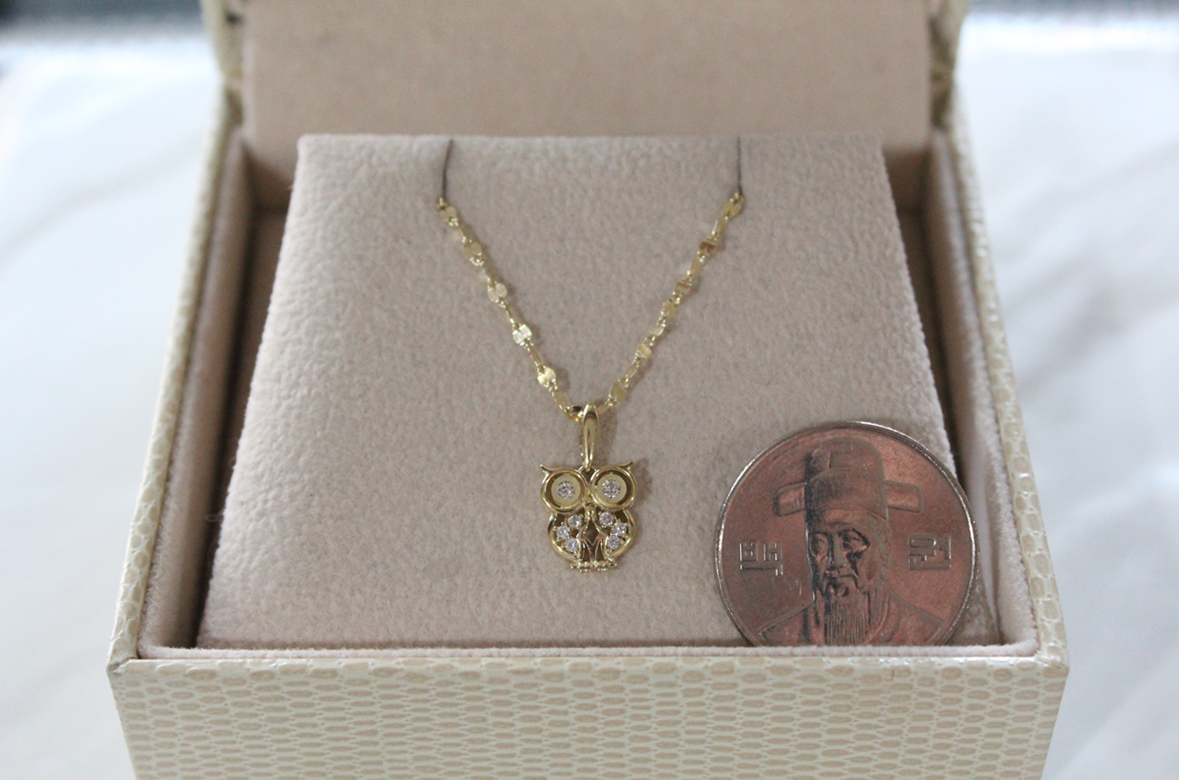 18k Lily Owl Necklace Women 14k 14k Good luck 14k 