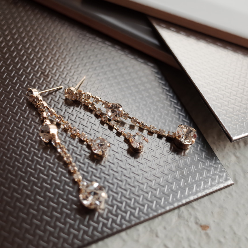 NO.70 Crystal Double Jar Drop Earrings Stylish Chi