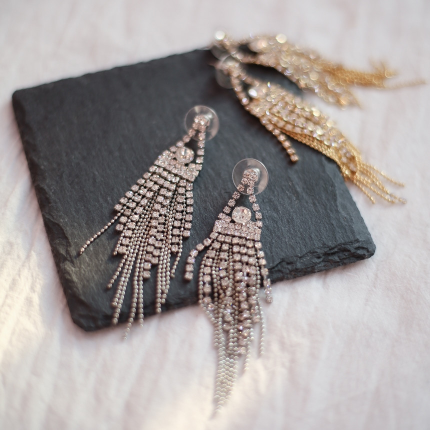 Sharon cubic long drop earrings Gorgeous chain Cha