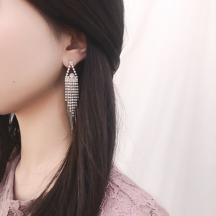 Sharon cubic long drop earrings Gorgeous chain Cha