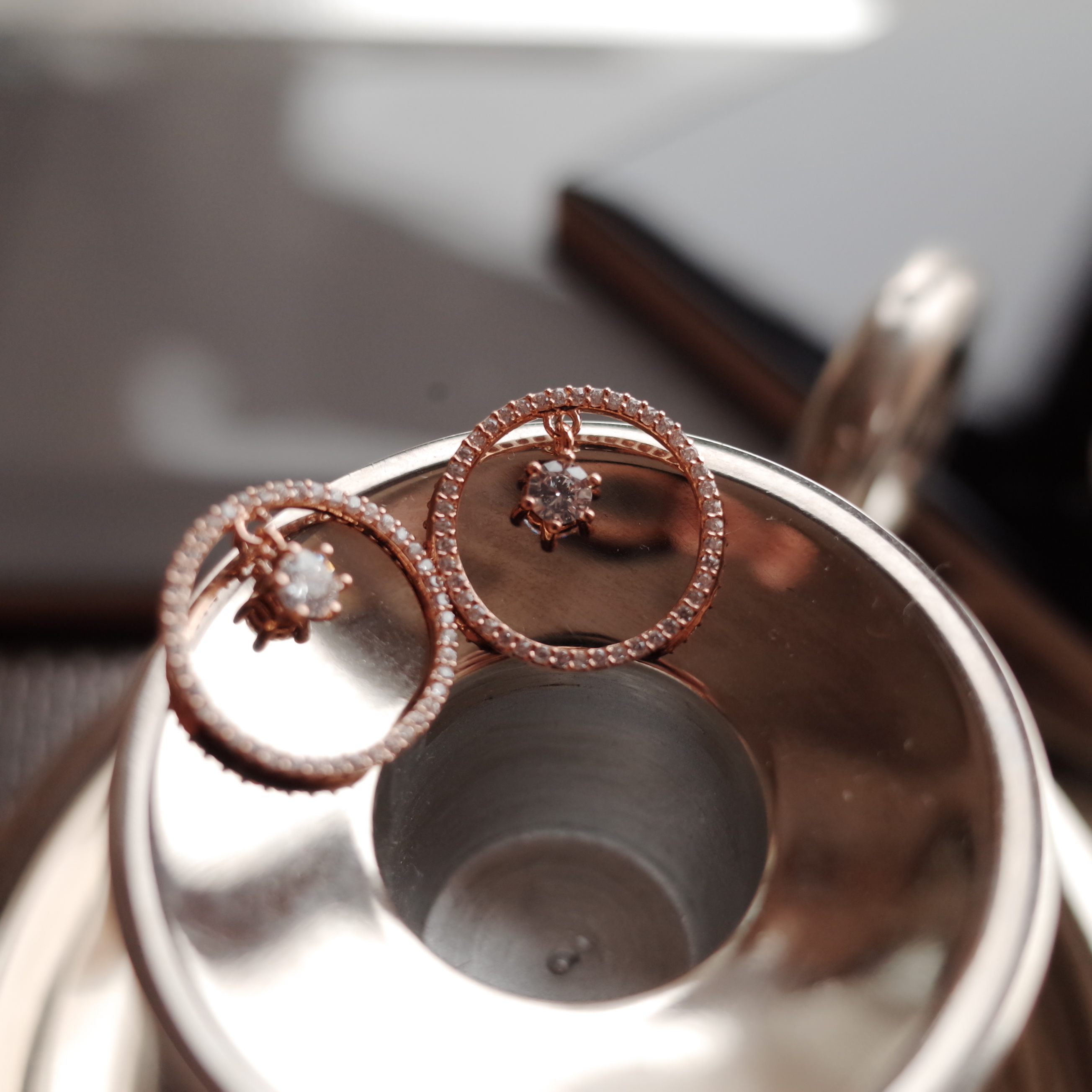 Middle Duck Cubic Modern Dense Round Silver Earrin