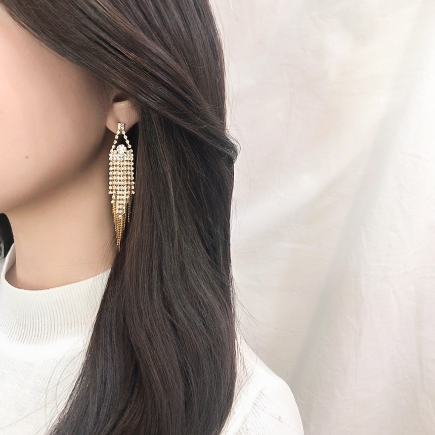 Sharon cubic long drop earrings Gorgeous chain Cha