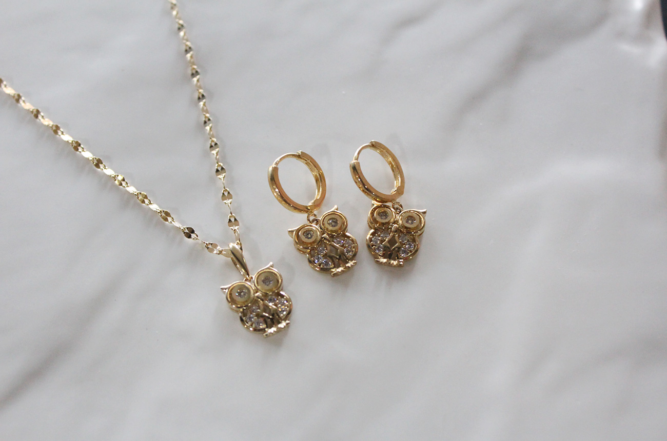 18k Lily Owl Necklace Women 14k 14k Good luck 14k 