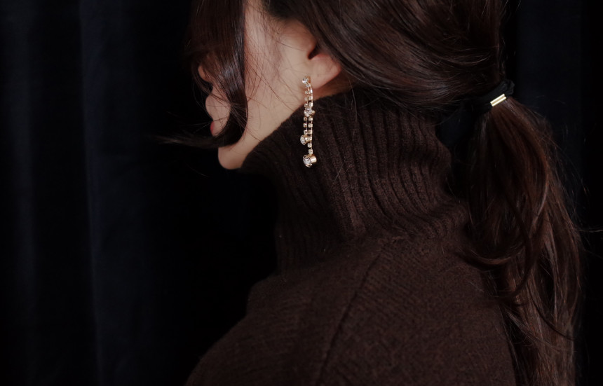 NO.70 Crystal Double Jar Drop Earrings Stylish Chi