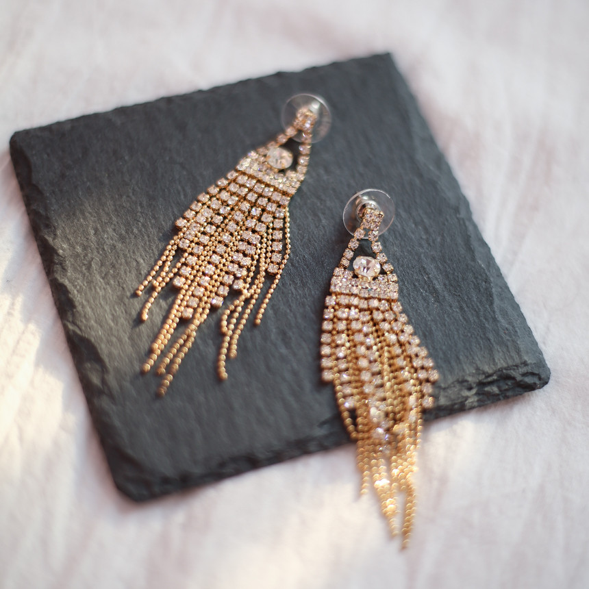 Sharon cubic long drop earrings Gorgeous chain Cha