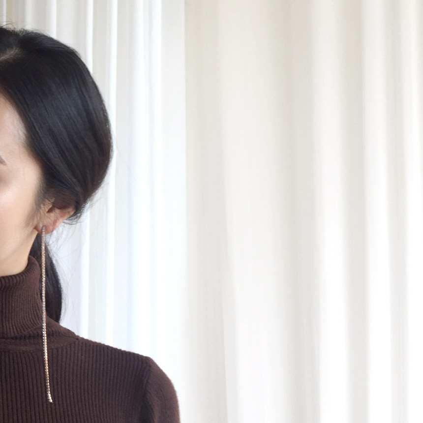 Cubic Long Drop Earrings Girlfriend Gifts Gold Chi