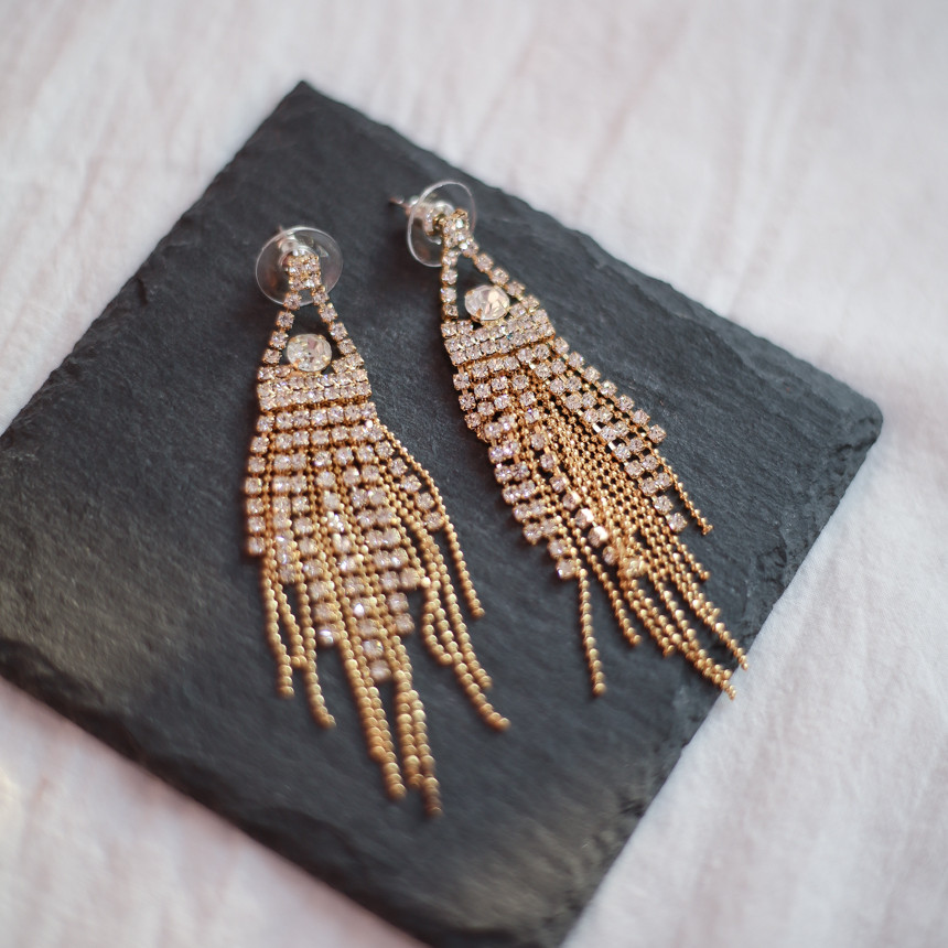 Sharon cubic long drop earrings Gorgeous chain Cha