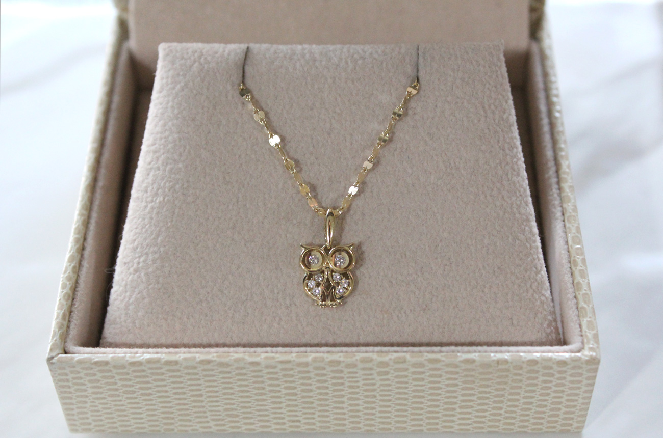 18k Lily Owl Necklace Women 14k 14k Good luck 14k 