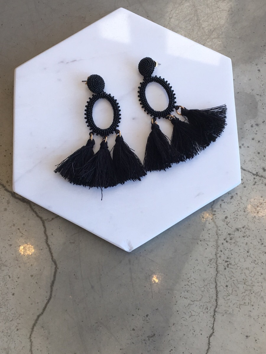 Black Tassel Earrings Fashionable Bohemian Lovely 