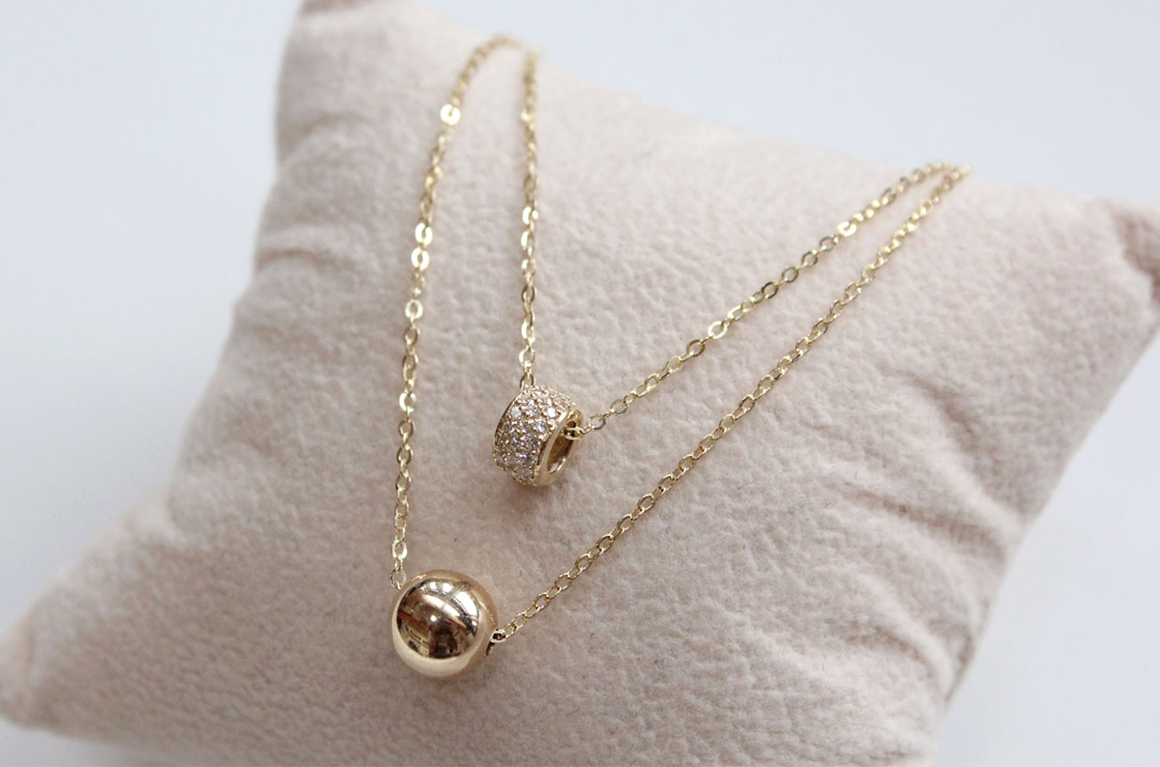 18K bubble twine necklace 14K women's daily cha