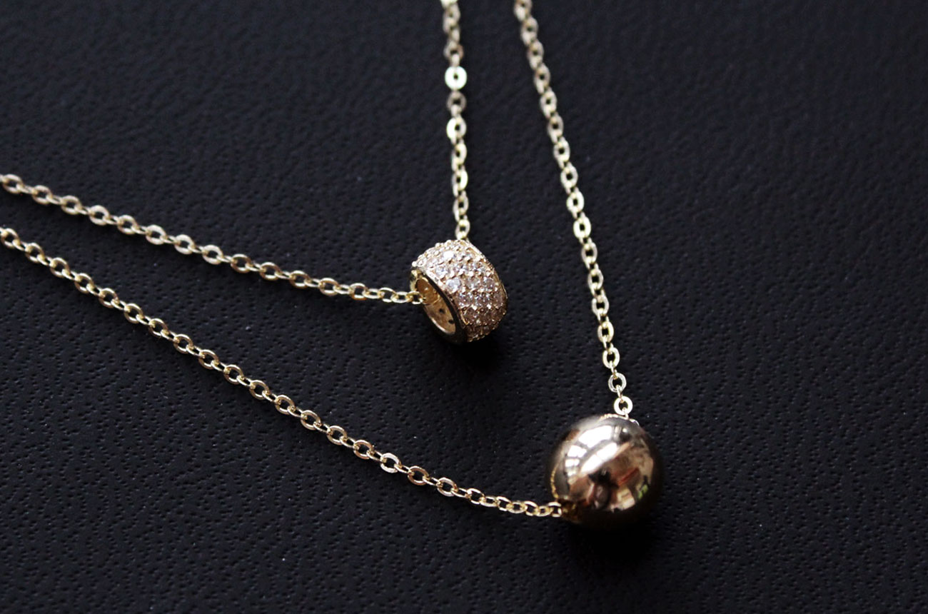 18K bubble twine necklace 14K women's daily cha