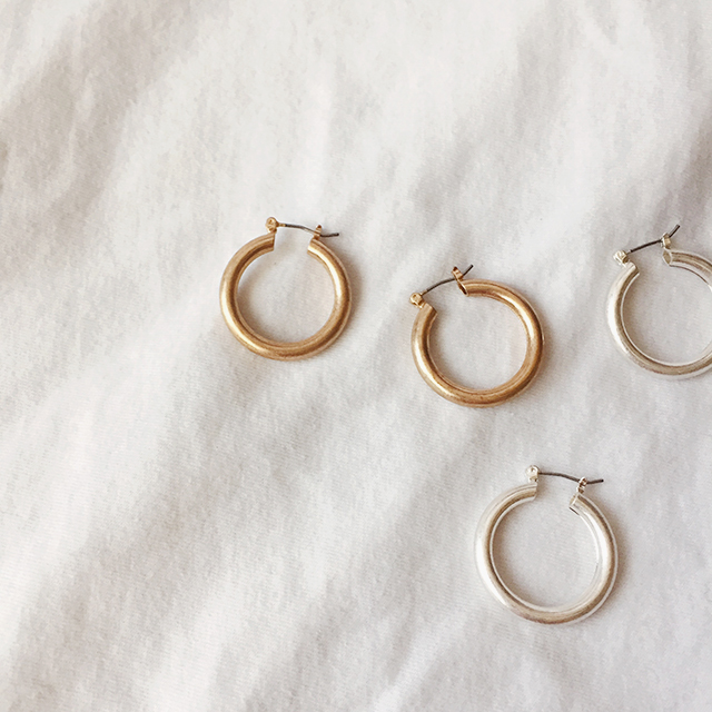 Bold Hoop Ring Earrings One-Touch Titanium Gold Po