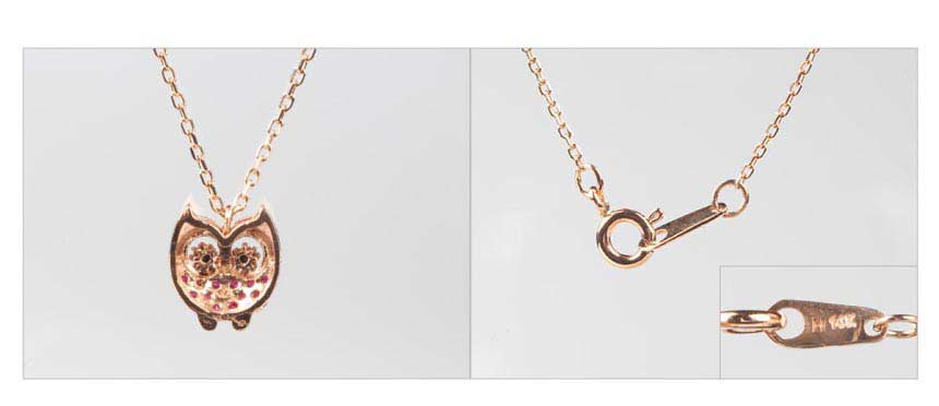 Shain J 14k rose owl necklace 14k gift recommended