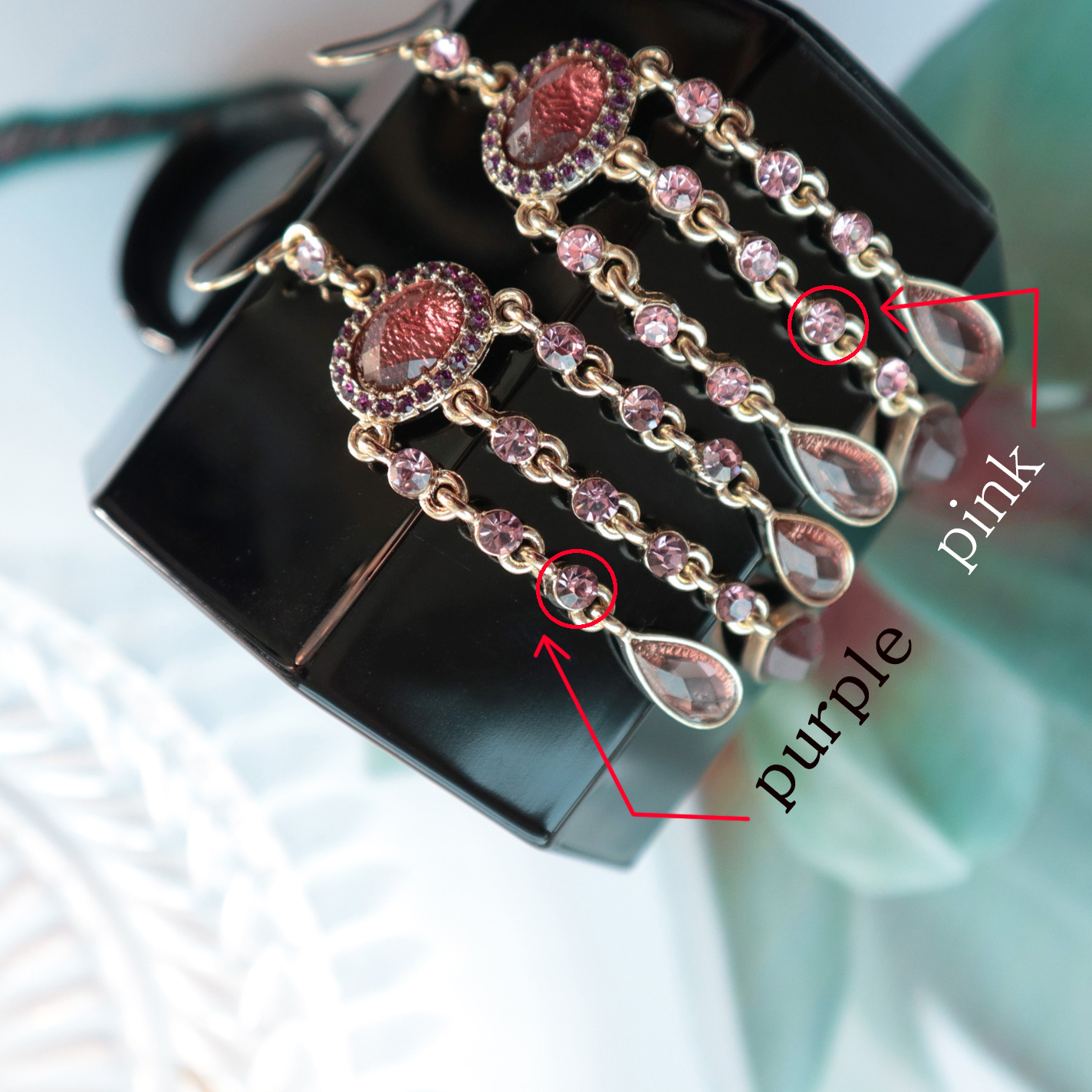 Vintage Bohemian Pink Cubic Drop Earrings Unique U