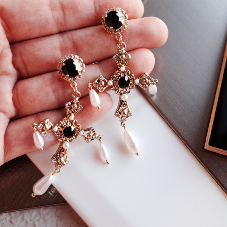 Byzantine Bold Cross Earrings Stylish Unique Desig