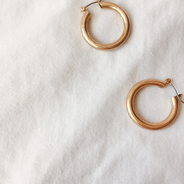 Bold Hoop Ring Earrings One-Touch Titanium Gold Po