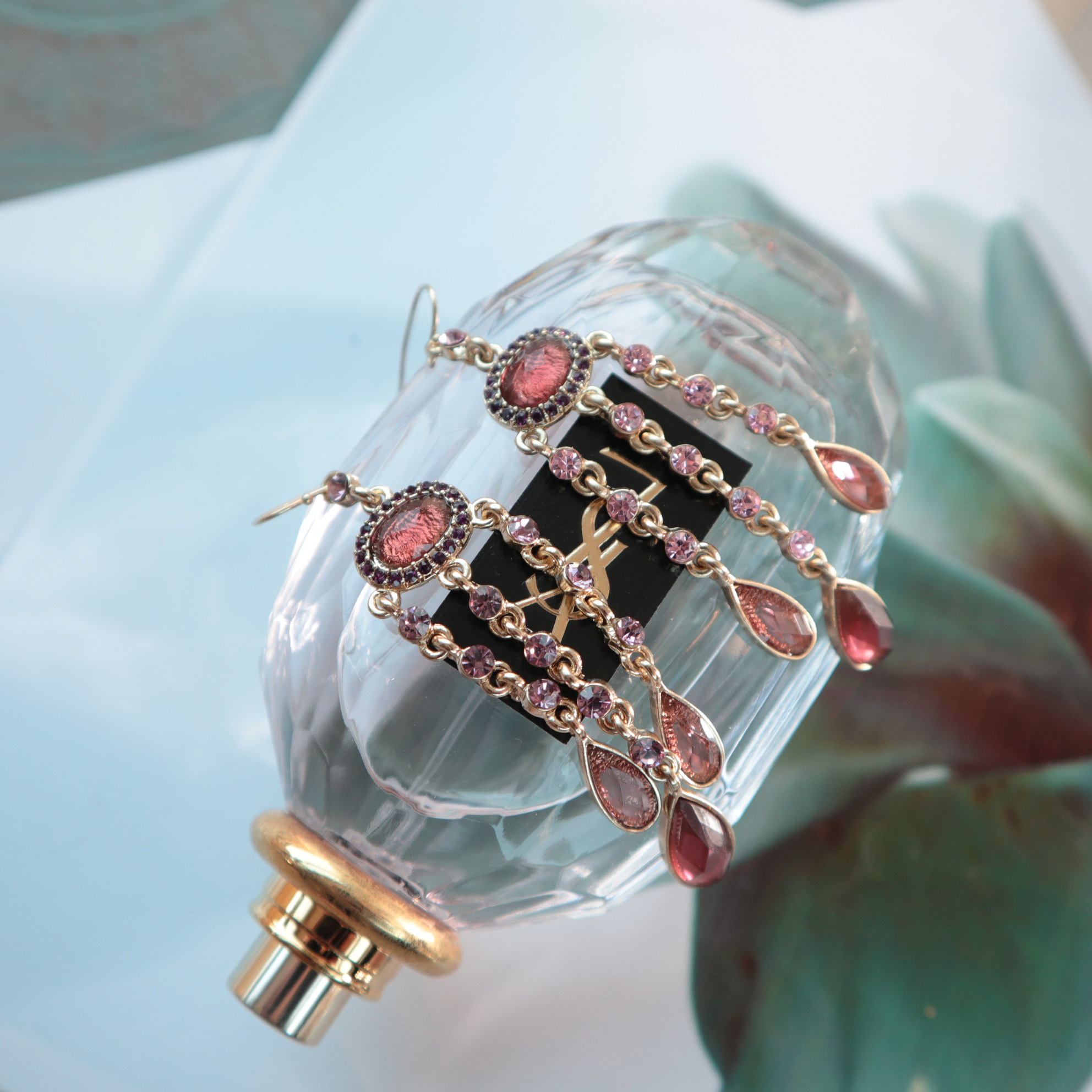 Vintage Bohemian Pink Cubic Drop Earrings Unique U