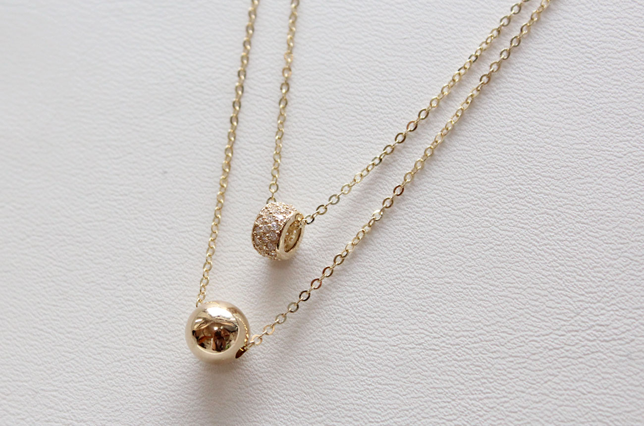 18K bubble twine necklace 14K women's daily cha