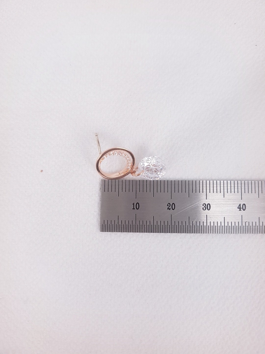 Cubic Crescent Moon Crystal Drop Earrings Silver B