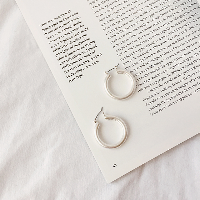 Bold Hoop Ring Earrings One-Touch Titanium Gold Po