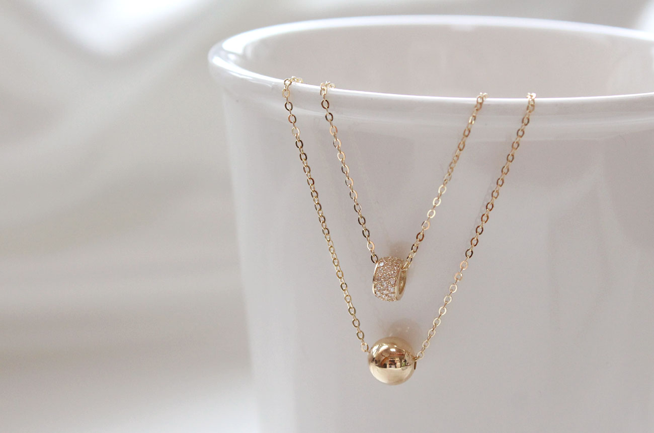 18K bubble twine necklace 14K women's daily cha